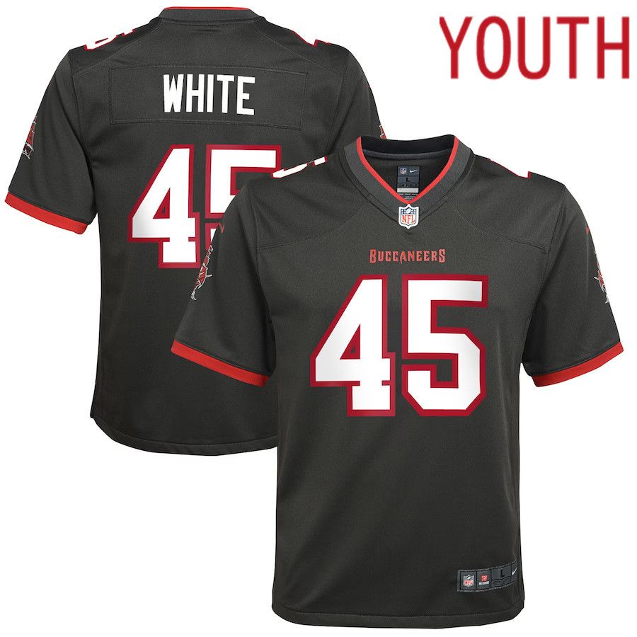 Youth Tampa Bay Buccaneers #45 Devin White Nike Pewter Alternate Game NFL Jersey->customized nfl jersey->Custom Jersey